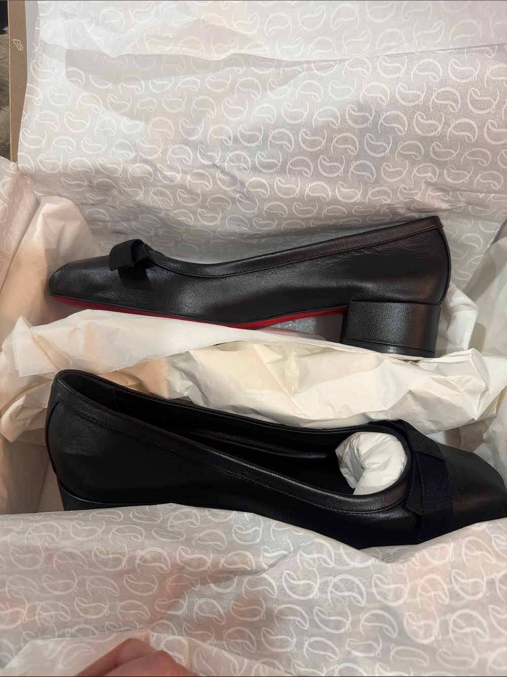 Christian Louboutin/Black Leather Bow Ballet 30mm pumps/“Mamaflirt”/US 7/NIB!!!! - Picture 14 of 16